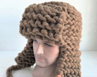 Ushanka hat Russian trapper hat for men Merino wool hat with ear flaps Brown col. 5510 Valentines gift for extremal/ boyfriend /husband /him