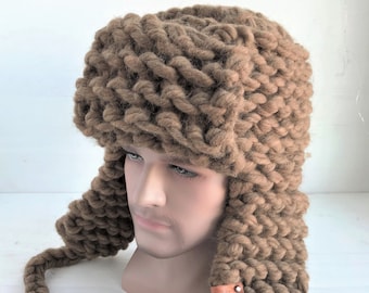 Gorro ushanka Gorro de trampero ruso para hombre Gorro de lana merino con orejeras Color marrón 5510 Regalo de San Valentín para extremos/novio/marido/él