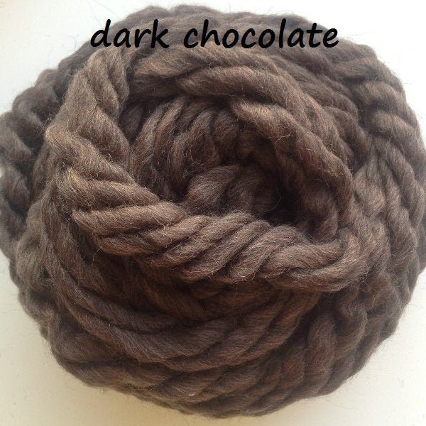 Jumbo yarn, Big merino wool, Chunky bulky yarn for arm knitting, Giant roving, Dark brown color 5511