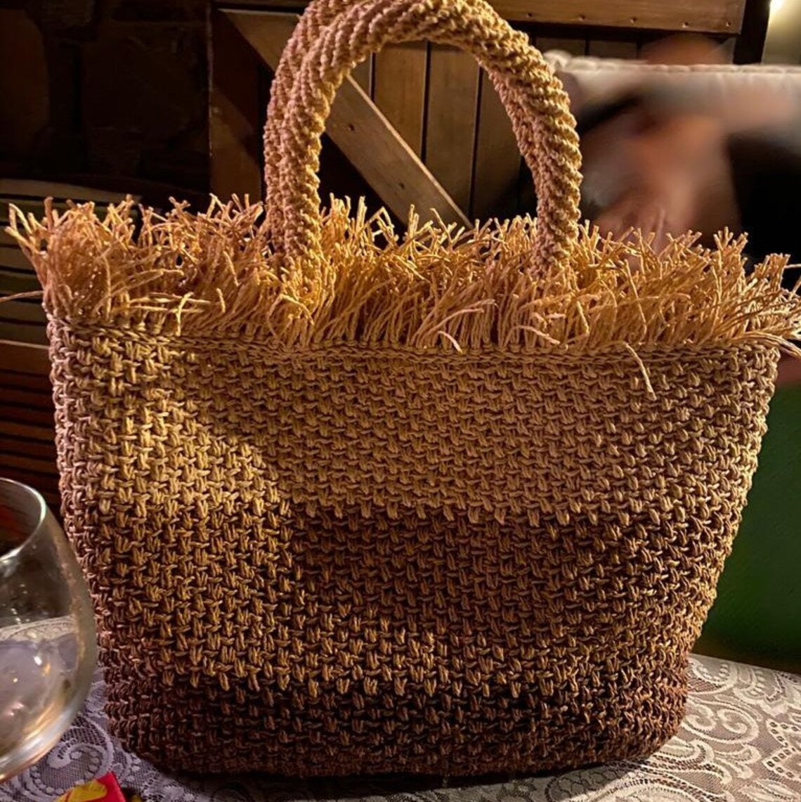 Paper raffia bag Crochet tote bag Handmade handbag Etsy