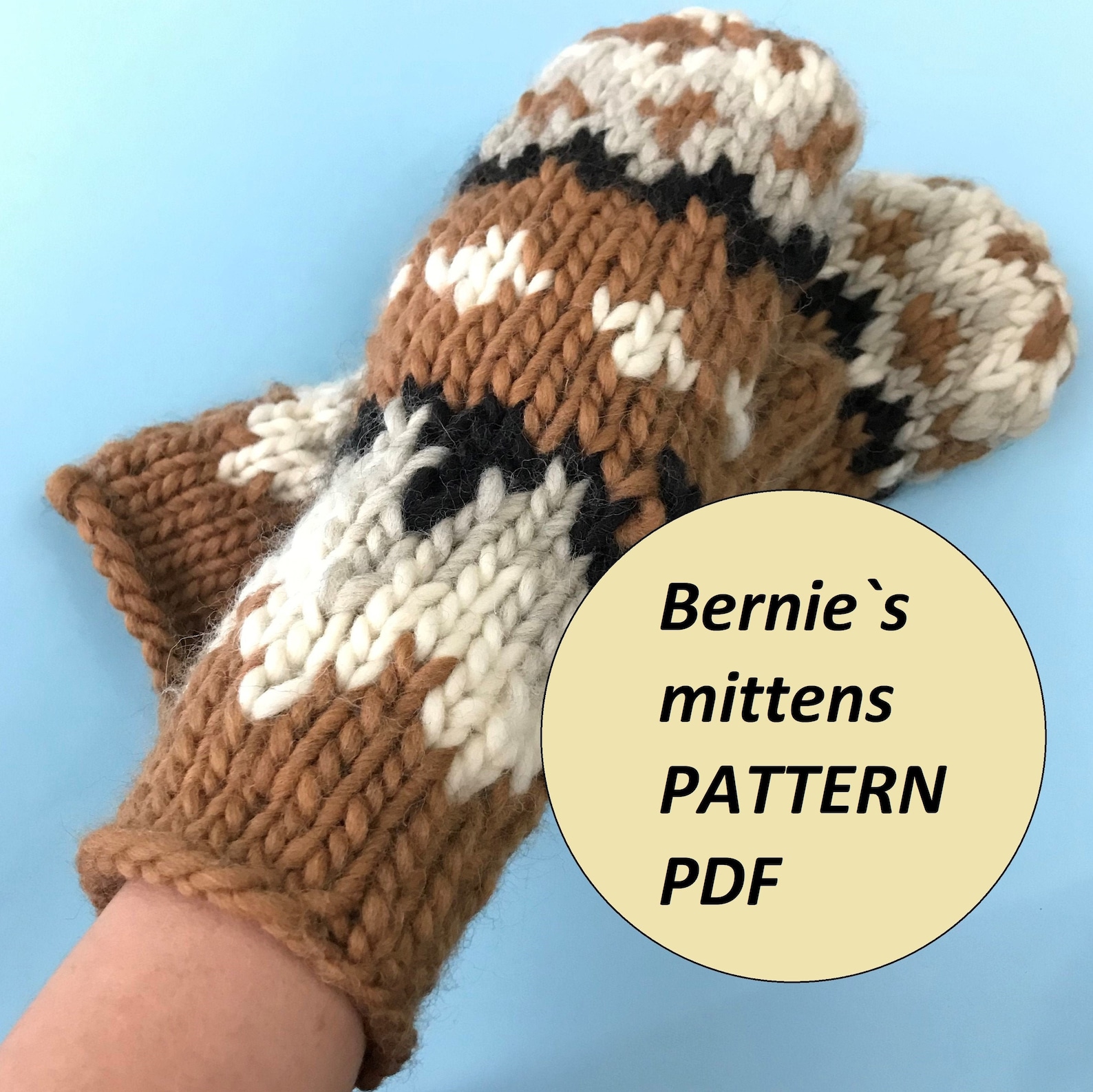 Bernie Sanders Mittens Knit Pattern PDF for Chunky Yarn Etsy