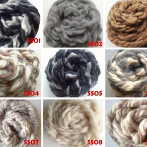 Ivory white gray Giant yarn Super chunky blanket yarn Jumbo merino wool for arm knitting Mix col.5506 image 9