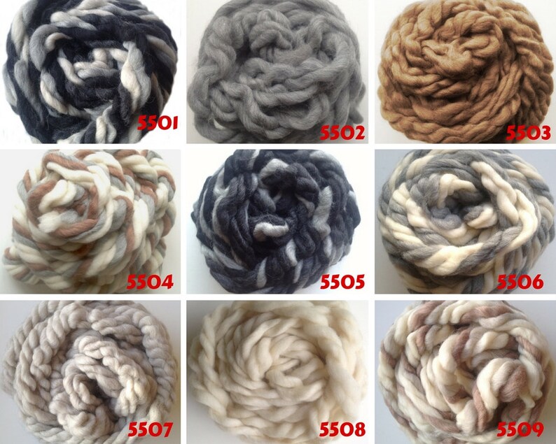 Ivory white gray Giant yarn Super chunky blanket yarn Jumbo merino wool for arm knitting Mix col.5506 image 9