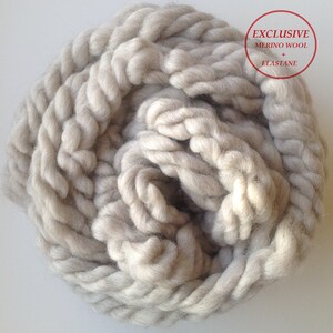 Chunky blanket yarn Jumbo yarn Giant wool merino for arm knitting Beige oatmeal col.5507 image 3