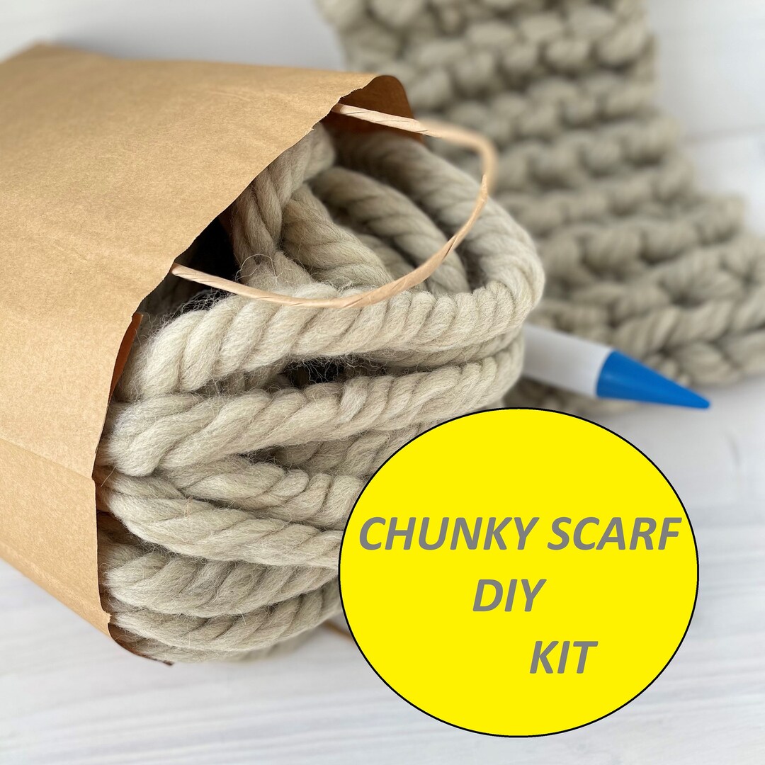 Beginner Knitting Kit Chunky Scarf Gift for Knitting Friend Etsy