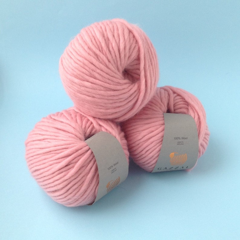 Blush pink yarn Chunky merino wool Bulky weight yarn 6 Etsy