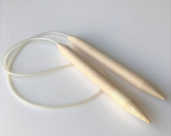 Wooden circular knitting needles, Large US size 35 20mm (us35, 20 mm), Handmade for chunky yarn