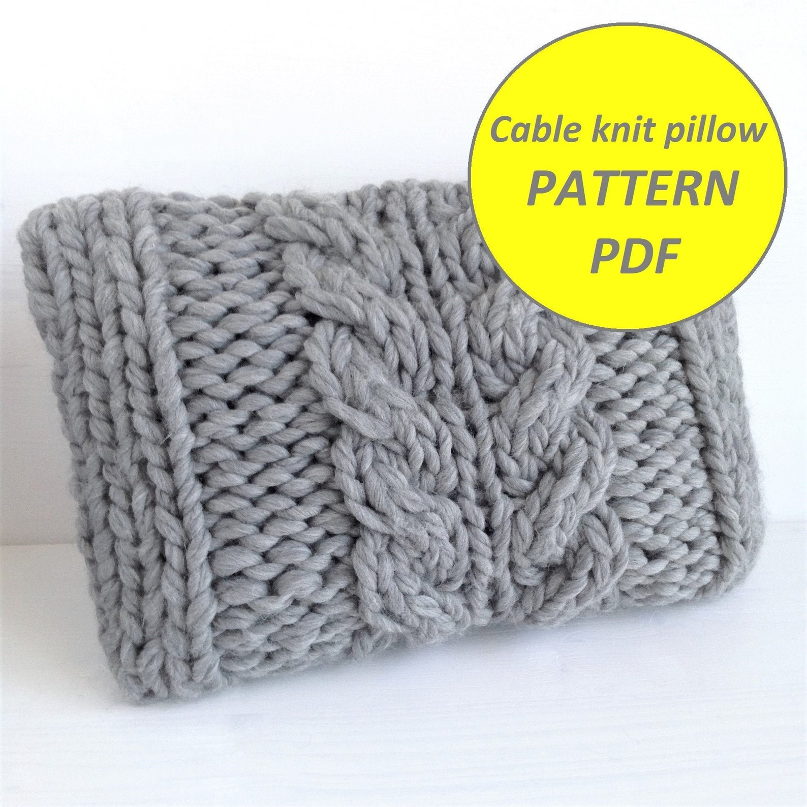Cable Knit Pillow Pattern Chunky Knitting Pattern Wool Cushion Etsy