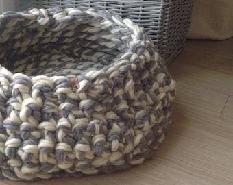 Große Katzenhöhle Bett Strickwolle Katzenhöhle 22 Zoll Ivory Grey col.5506 extra large XL 56 cm