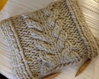 Chunky knit pillow cover Cable knitted cushion Oatmeal beige col.5507