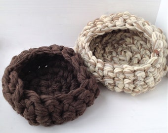 Set of 2 cat bed cave Modern crocheted cat house Handmade round pet bed