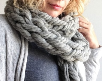 Braided scarf Extra long chunky scarf Hand knit winter gift for women