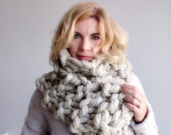 Handgestrickter dicker dicker Winter Schal Beige Wolle dicke dicker Arm gestrickter dicker dicker Winter weicher Halswärmer