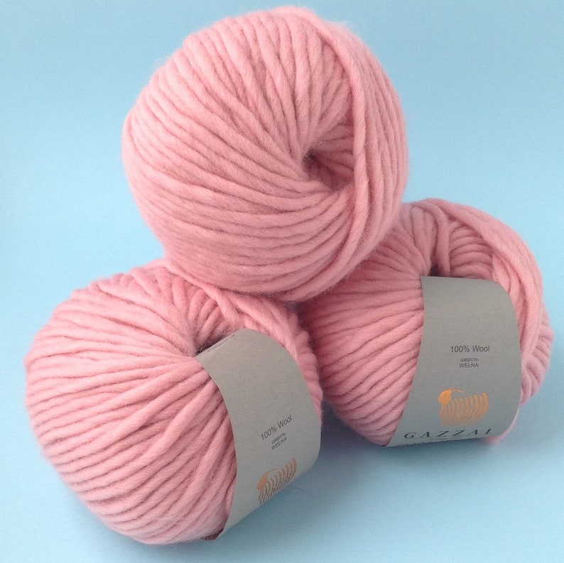 Pink bulky yarn Super chunky merino wool Weight 6 chunky yarn for hand knitting and felting Thick wool col.5252 image 4