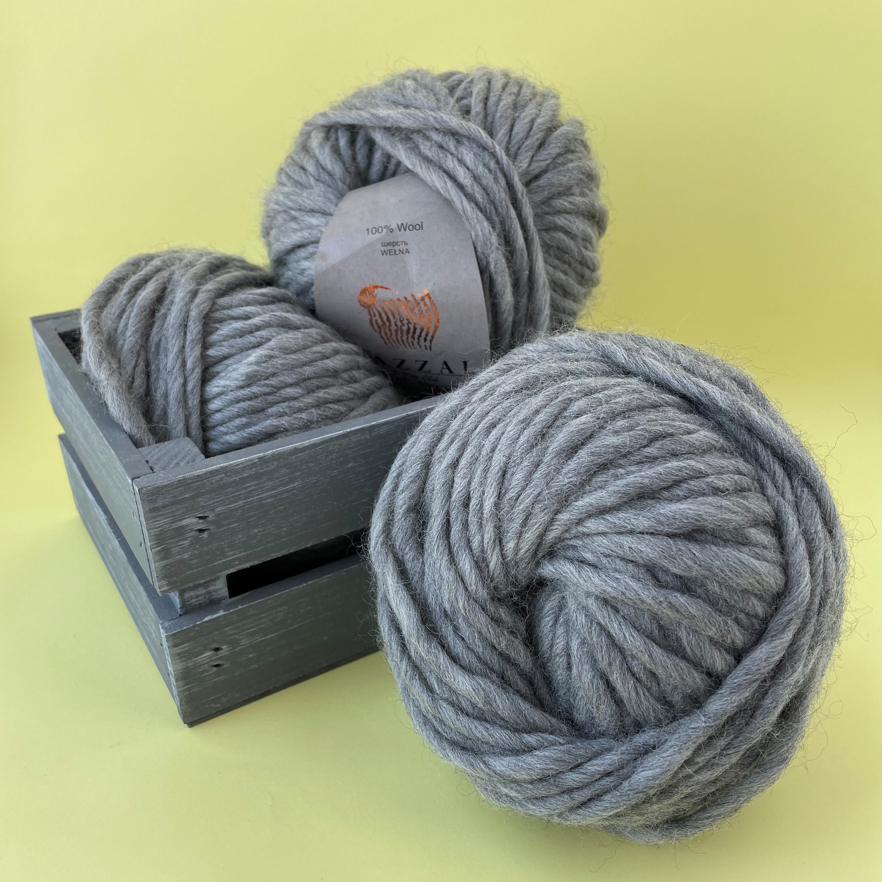 Chunky merino wool yarn Super bulky weight yarn 6 Grey wool Etsy