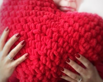 Herzliche Umarmung Herzkissen Lesen Sie herzförmige Kissenhülle Handgemachtes Geschenk für Valentinstag