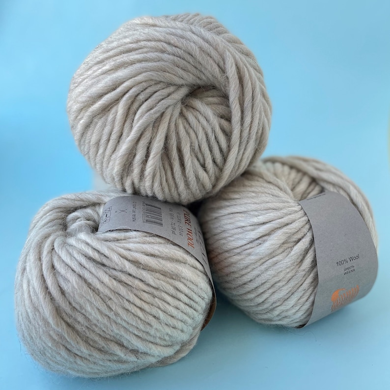 Chunky garen Super volumineus garen Merino chunky wol Super chunky garen Dik merino wol volumineus gewicht 6 Beige havermout col.5247 afbeelding 3