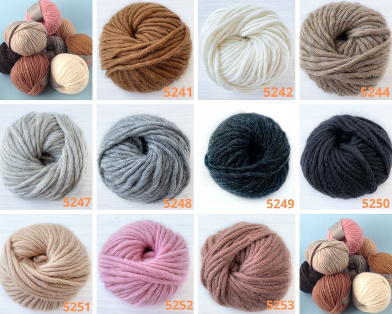 Chunky garen Super volumineus garen Merino chunky wol Super chunky garen Dik merino wol volumineus gewicht 6 Beige havermout col.5247 afbeelding 9