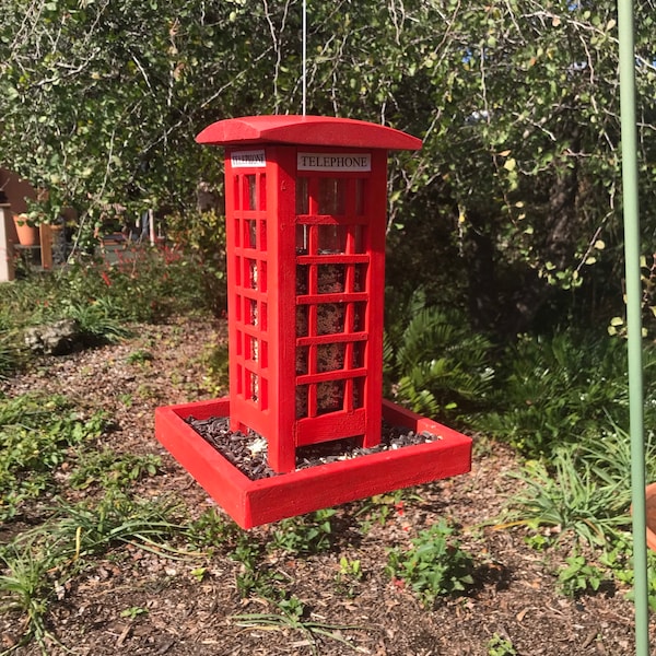 Bird Feeder, Wooden, British Phone Booth