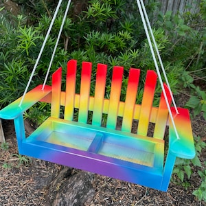 Rainbow porch swing bird feeder