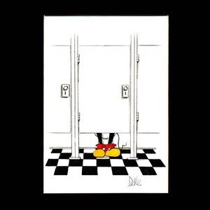 Humorous Bathroom print of Disney&#39;s  MICKEY on the Potty