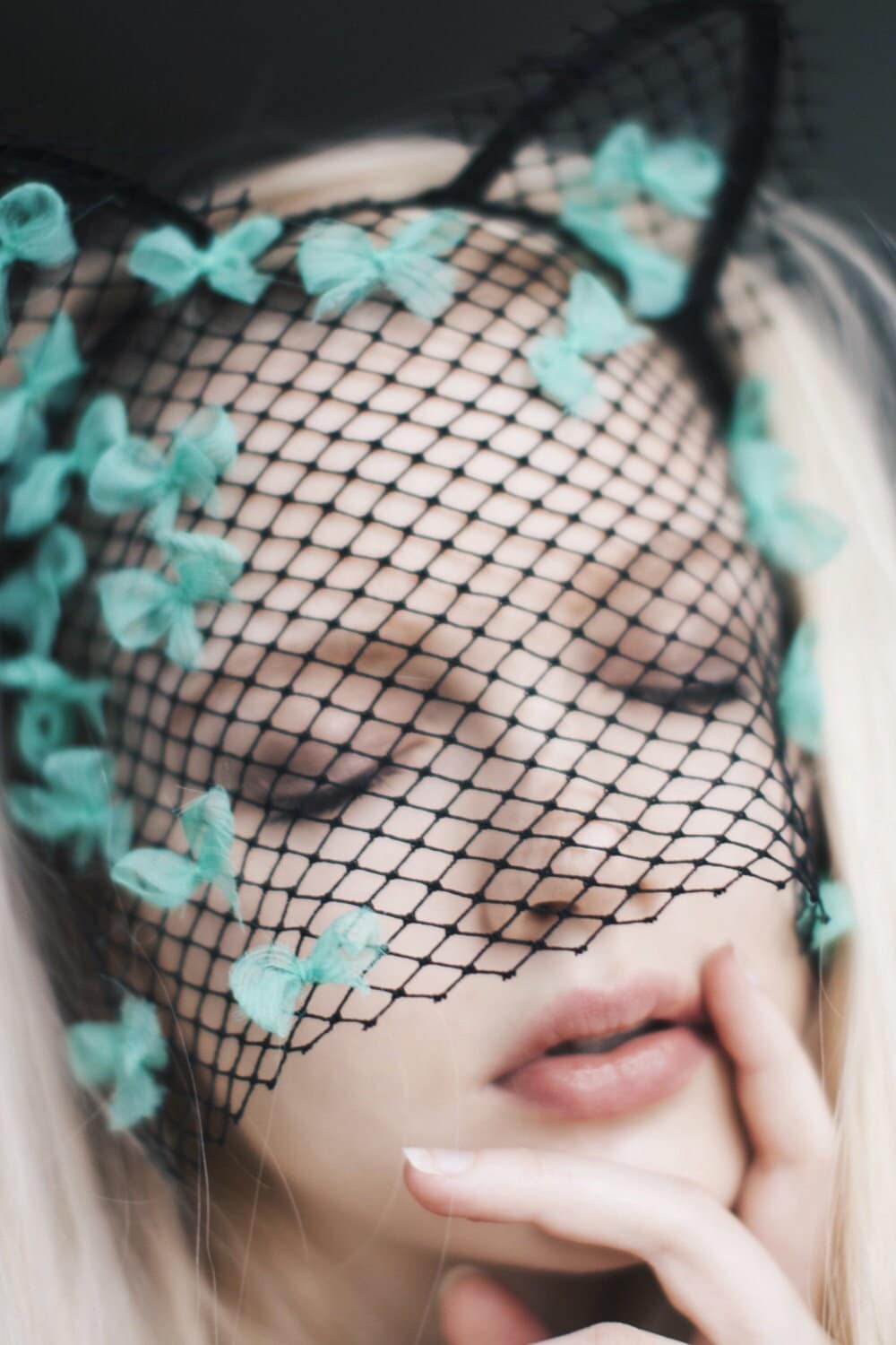 ? Fancy Floral Lace Kitty Ear Veil Headdress ? Kathrono | Accessories | Fancy Floral Lace Kitty Ear Veil  main image 4