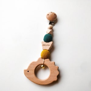 Juguete personalizado para cochecito - Juguete de erizo para asiento de coche - Accesorio de madera personalizado para cochecito de erizo - Decoración para cochecito - Accesorio para asiento de coche