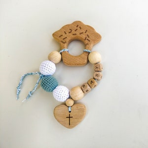 Recuerdo de Bautismo Personalizado Decorado con crochet y cuentas con letras - Regalo para Padrinos - Regalo de Agradecimiento para Padrinos