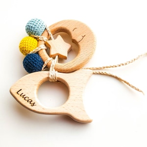 Personalised Baby Rocket Toy with Moon and Star