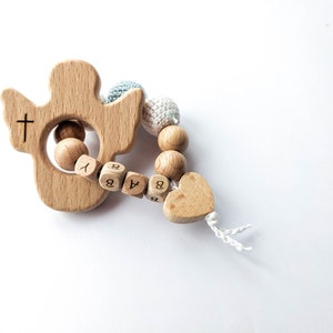 Personalised Baby Baptism Gift - Wooden Angel