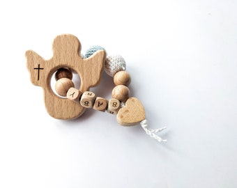 Personalised Baby Baptism Gift - Wooden Angel