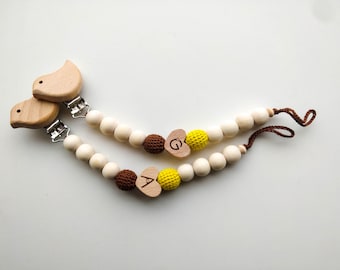 Personalized Crochet Pacifier Holder - Choose Letter and Crochet Beads Colours