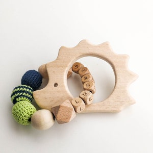 Personalised Wooden Hedgehog Baby toy