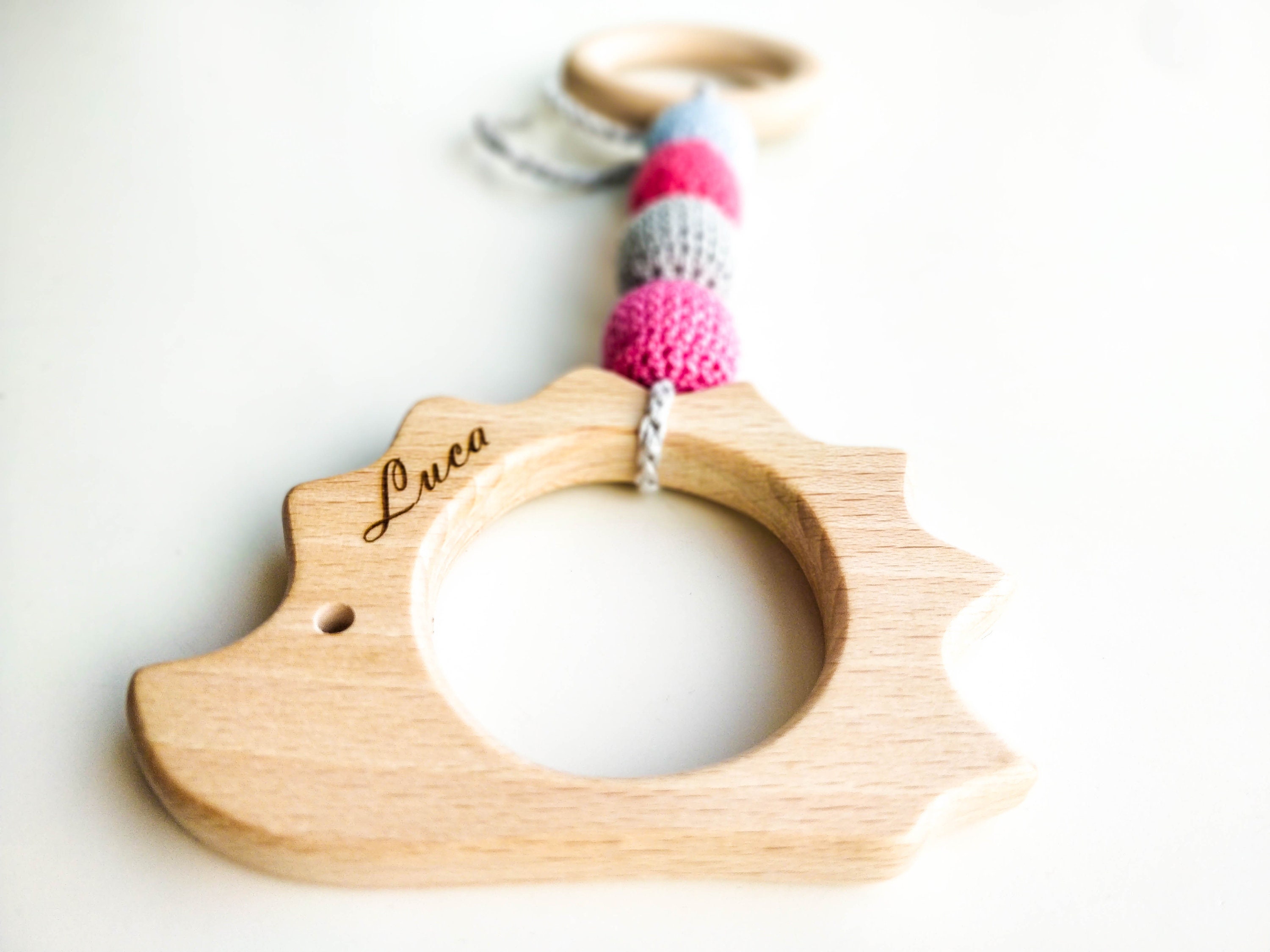 Personalised Wooden Baby Toy With Ring Choose Your Favorite Etsy UK
