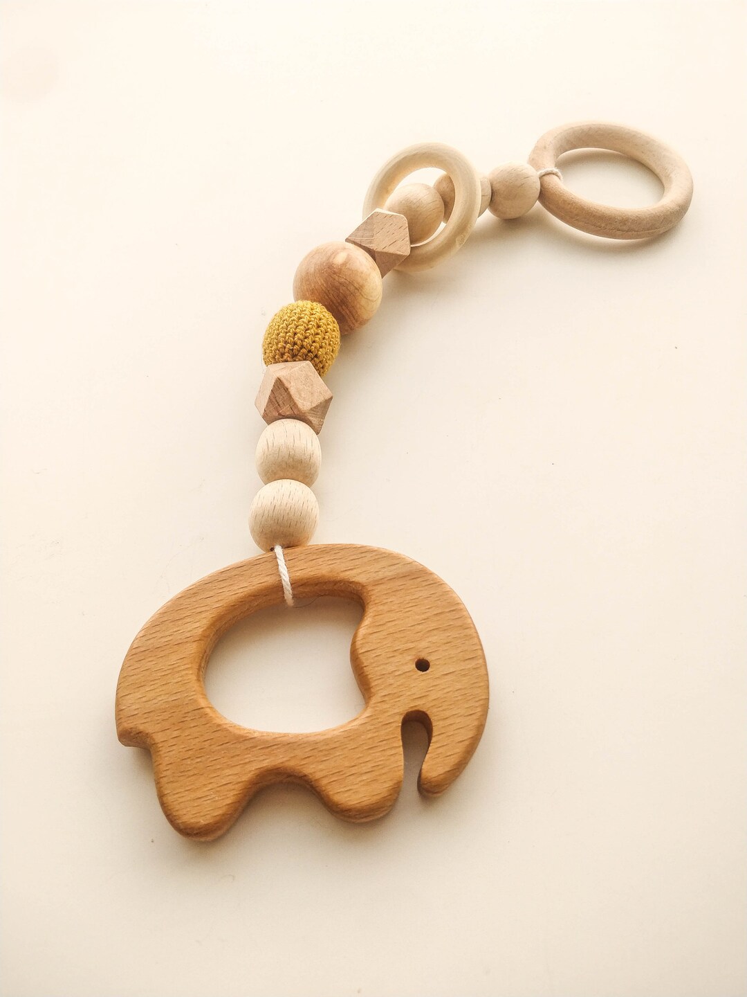 Personalised Baby Toy Wooden Elephant With Crochet Balls Etsy