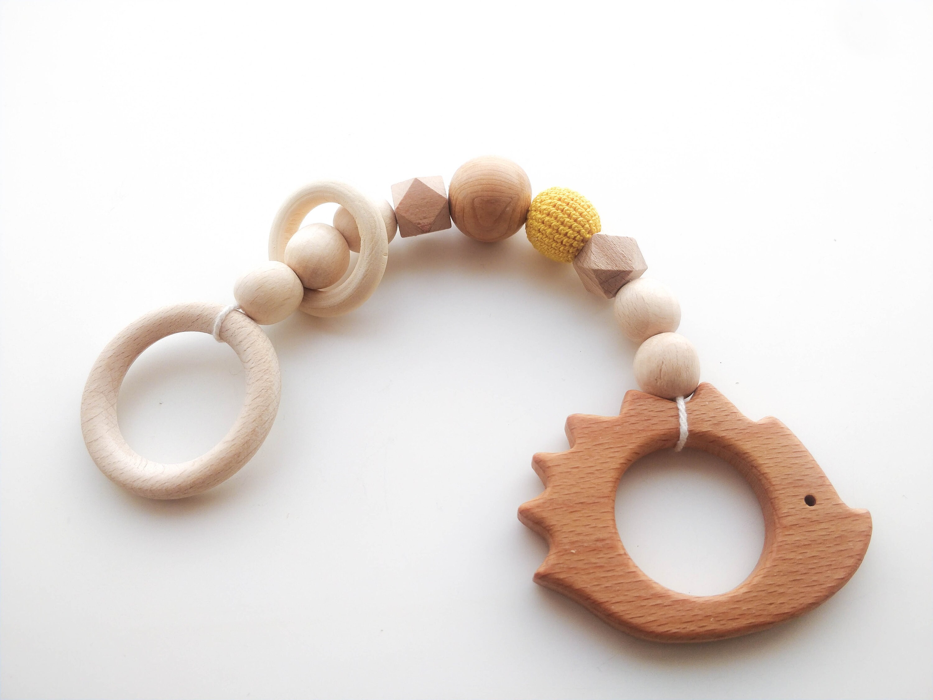 Wooden Hedgehog Toy With Rings Etsy