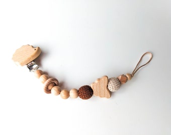 Newborn Baby Gift - Wooden Crochet Hedgehog Pacifier Holder