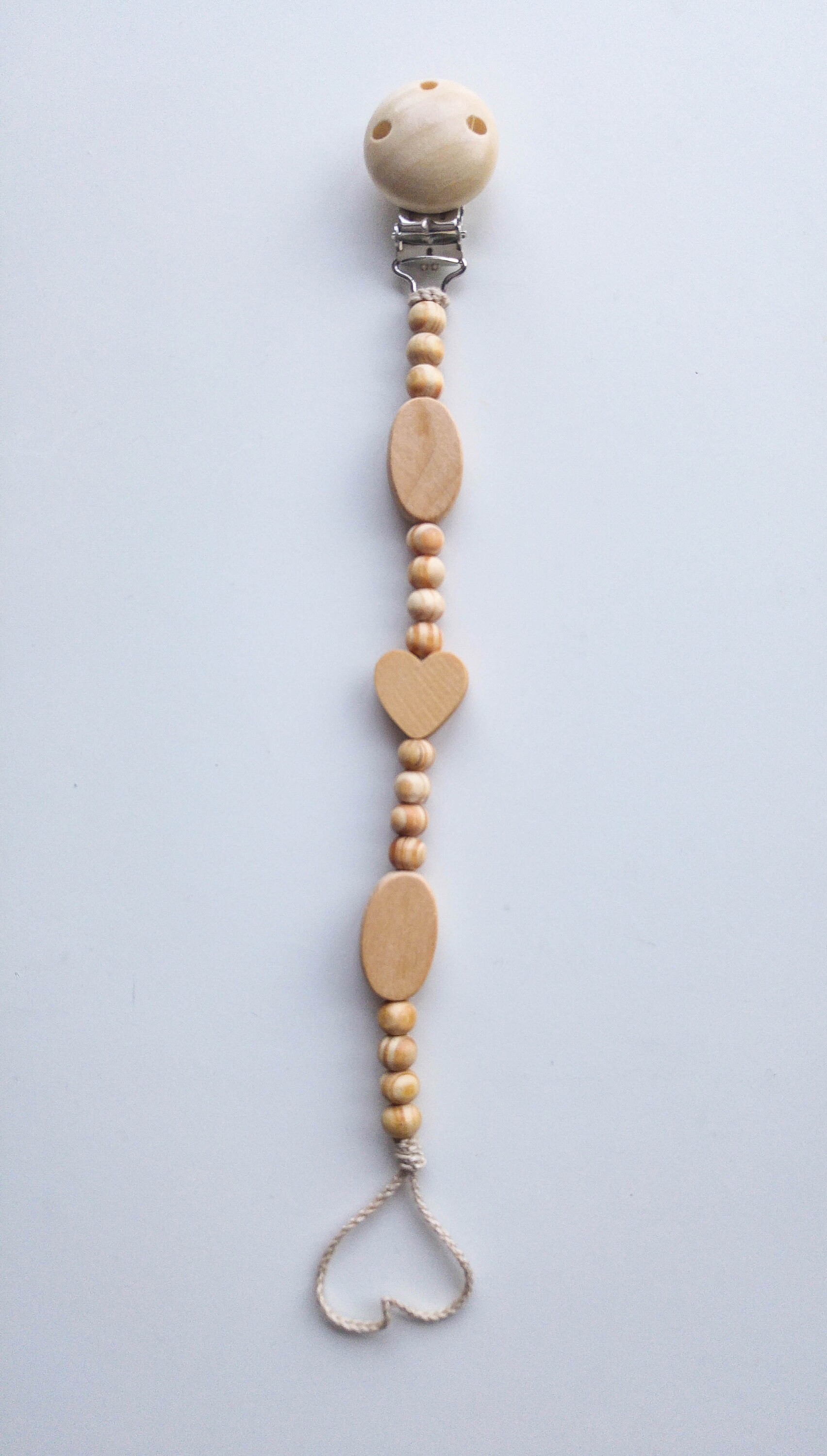 Wooden Natural Pacifier Clip Heart Etsy
