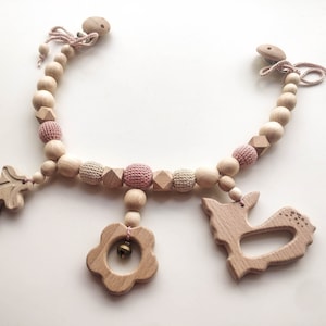 Forest Motifs  Pram Garland  with Wooden Toys - Deer, Flower, Leaf