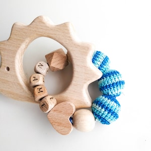 Personalised Wooden Hedgehog Baby toy