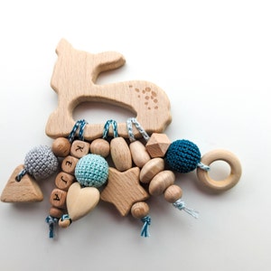 Personalized Baby First Christmas Gift - Wooden Deer with various pendants