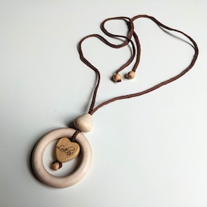 Personalized Wooden Crochet Breastfeeding Necklace with Heart