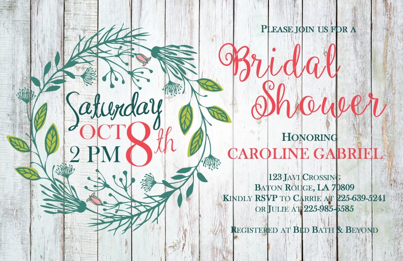 Beautiful Floral Bridal Shower Invite image 2