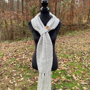 Crochet Scarf for Women With Wood Buttons, Winter Wishes Scarf