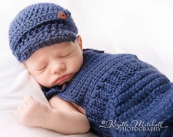 Crochet Baby Newsboy Hat: Newborn Photo Prop