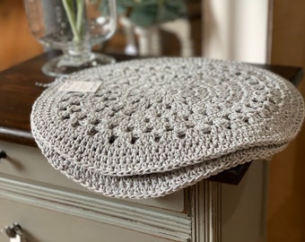 Manteles individuales redondos de algodón a crochet: decoración de cocina rústica