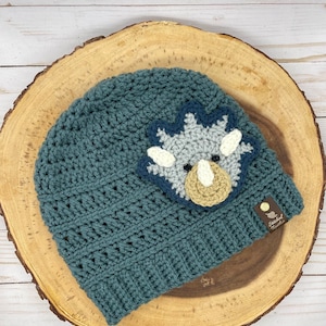 Child Dinosaur Beanie Hat, Crochet Dinosaur Beanie, Dinosaur Gift for Little Boys, Dinosaur Winter Hat