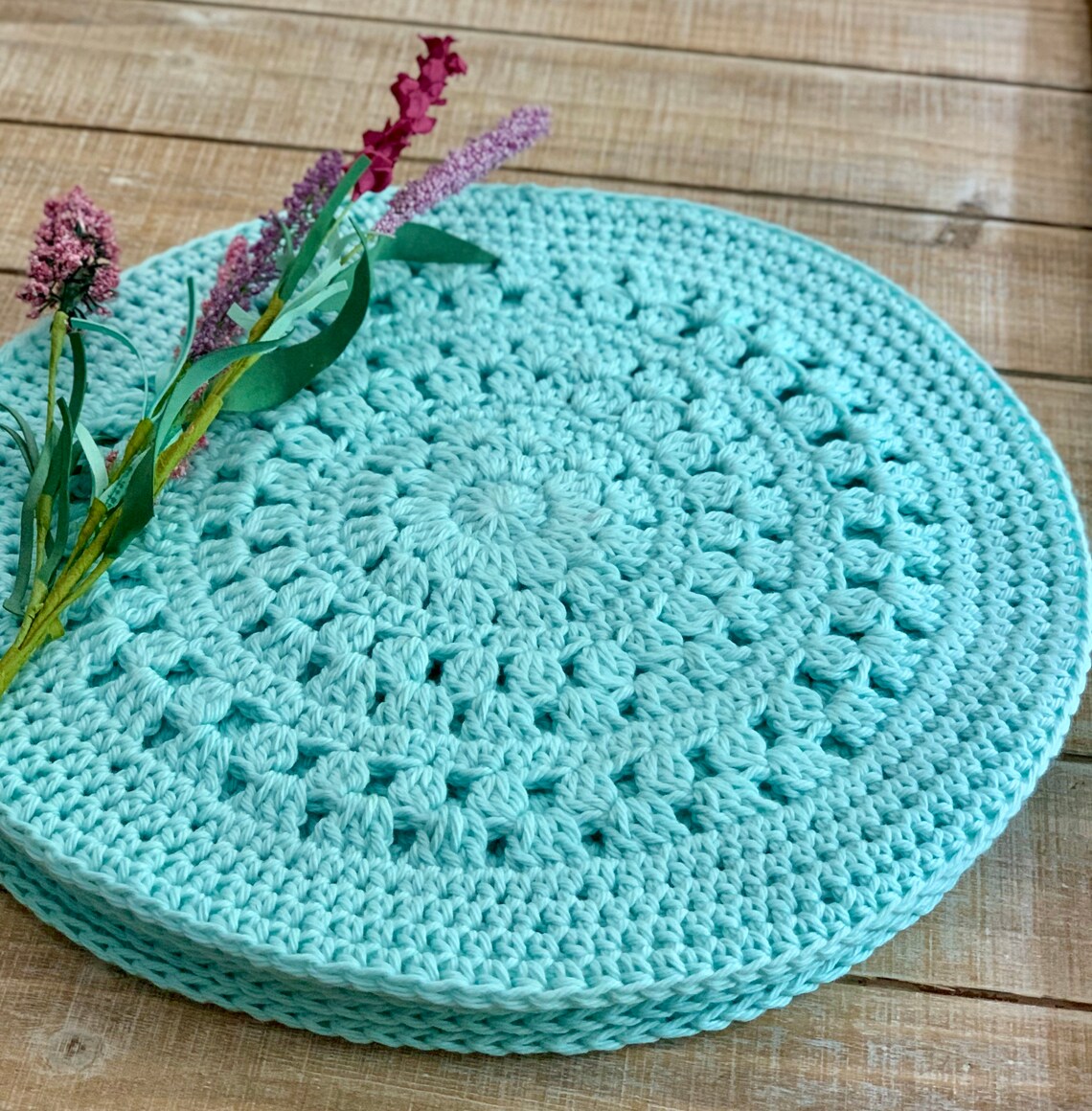 Farmhouse Placemats Round Placemats Crochet Placemats Etsy