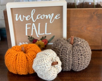 Rustic Fall Pumpkin Decor, Crochet Pumpkin for Autumn Decorating, Rustic Fall Wedding Decorations