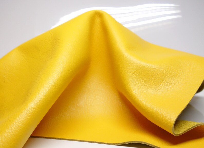 Genuine Leather Pieces Natural Full Grain Leather Yellow Etsy